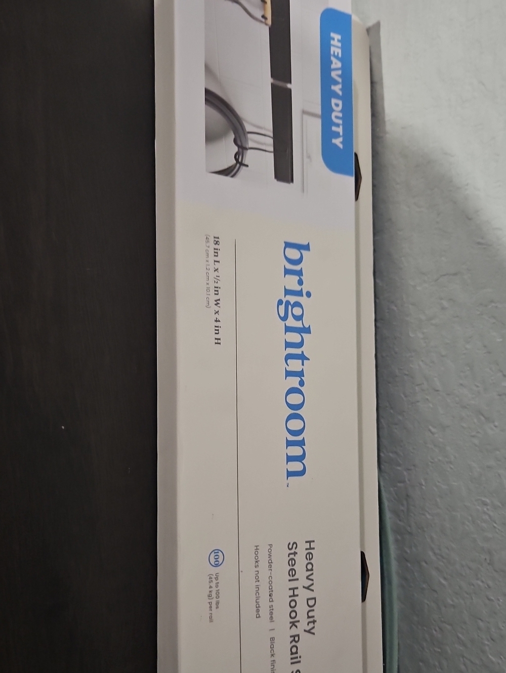 Brightroom Heavy Duty Steel Hook Rail in Black